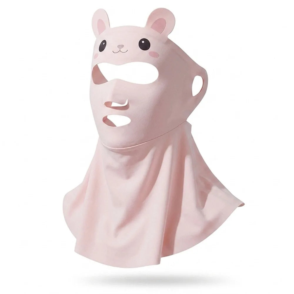 Kids Rabbit UV Face Mask UPF 50+ Cooling Ice Silk Neck Shield Kids Sun Mask Axl Pink