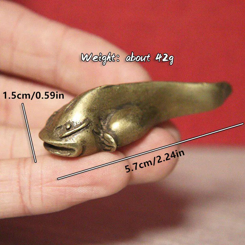 Brass Catfish Figurine – Feng Shui Tea Pet Desktop Ornament Decorative Figurine Axl
