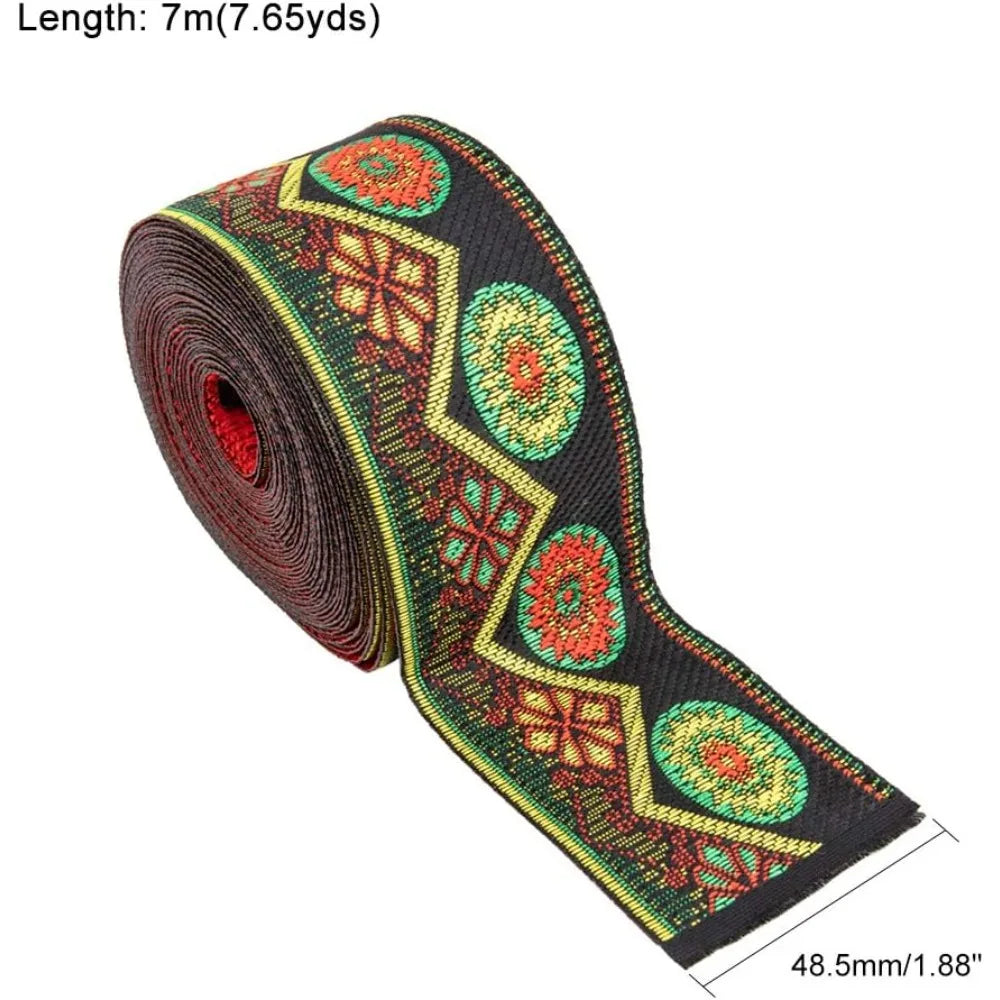 Floral Embroidery Polyester Ribbon 48.5mm 7m | Craft Trim Craft Ribbon Trim Axl
