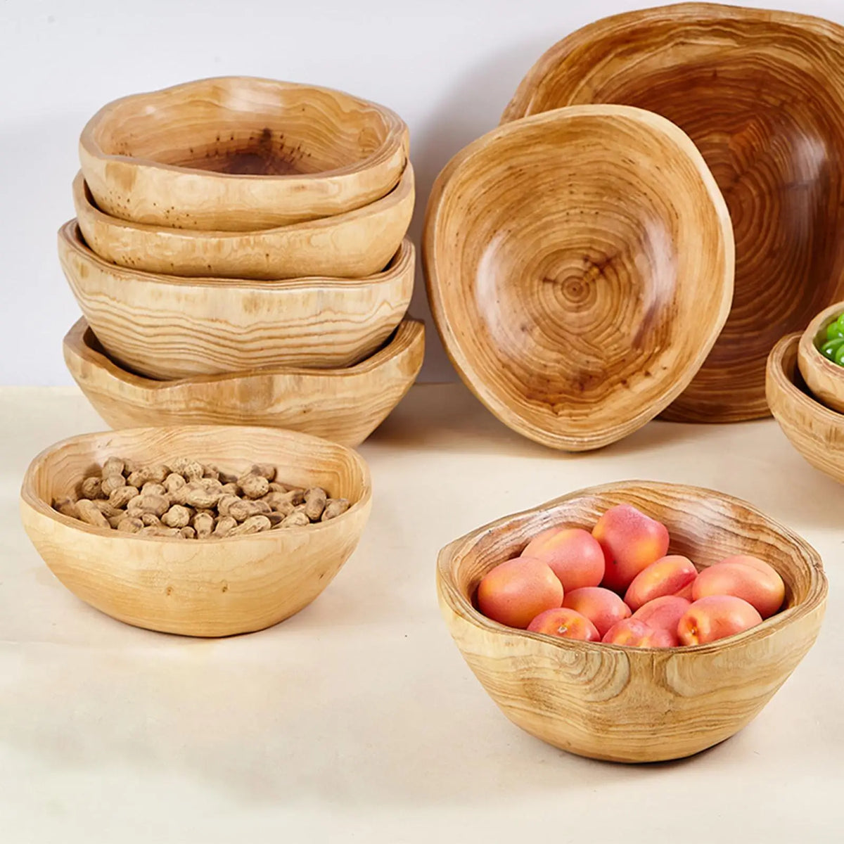 Bamboo Wooden Salad Bowl – Serving, Fruit & Organizer Tray Wooden Serving Bowl Axl