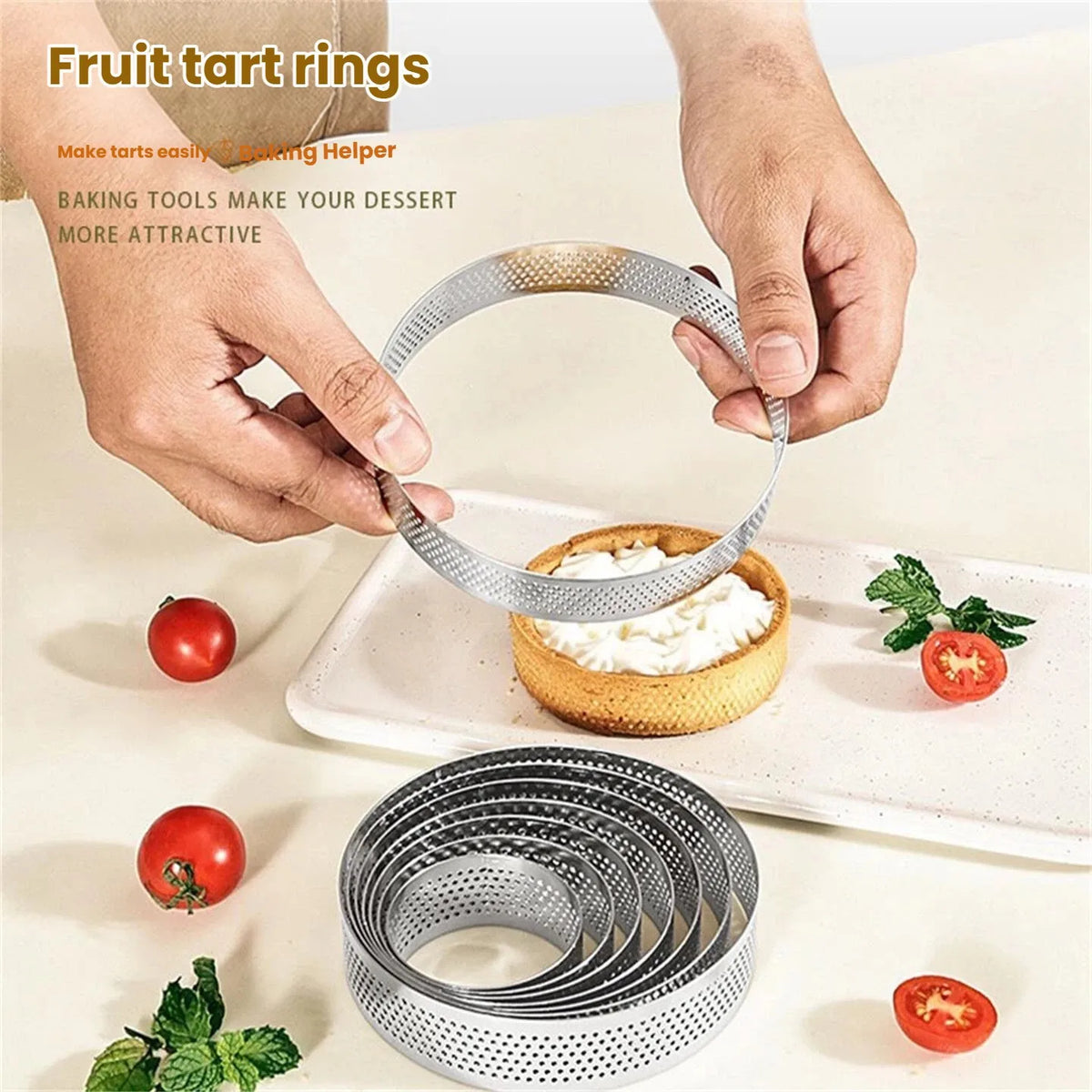 Perforated Stainless Steel Tart Ring | French Flan Baking Mold Tart Baking Mold Axl