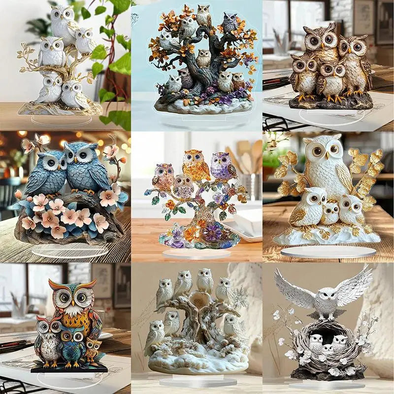 2D Flat Anime Owl Statue – Festive Desktop Decoration & Gift Collectible Figurine Axl