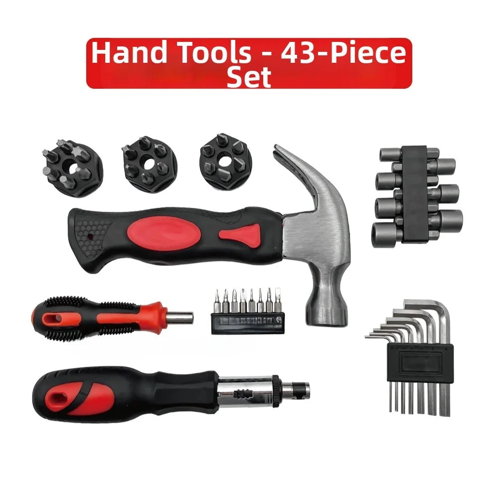 43-Piece Home Repair Tool Kit – Hammer, Ratchet & Sockets Hand Tool Set Axl