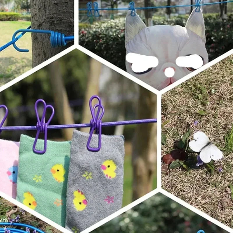 4M Stretch Camping Clothesline with 12 Clips | Travel Laundry Line Travel Clothesline Axl