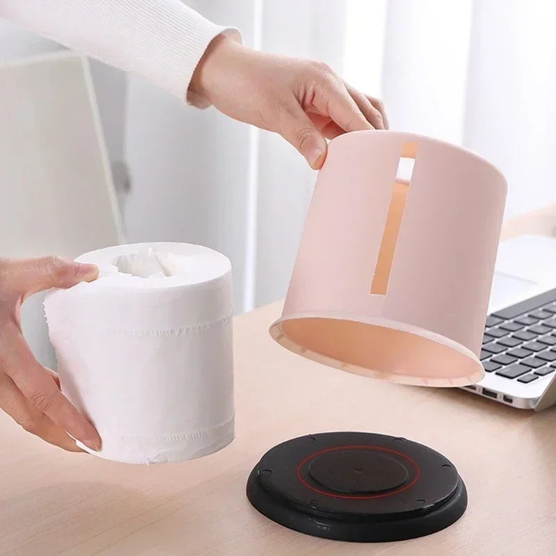 Round Cylinder Tissue Box – Plastic Roll Paper Holder Tissue Box Holder Axl