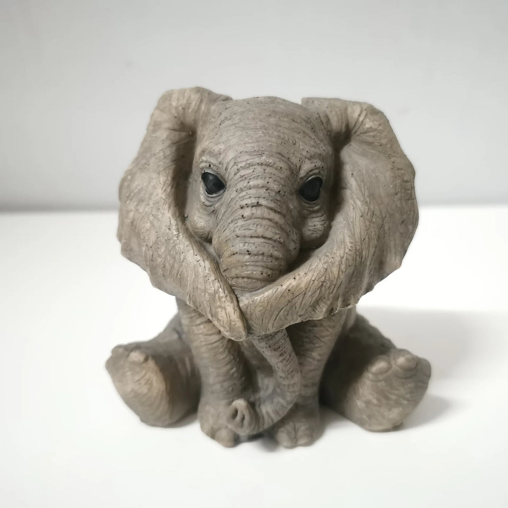 Feng Shui Gray Elephant Figurines Set of 3 | Resin Decor Decorative Figurine Set Axl B