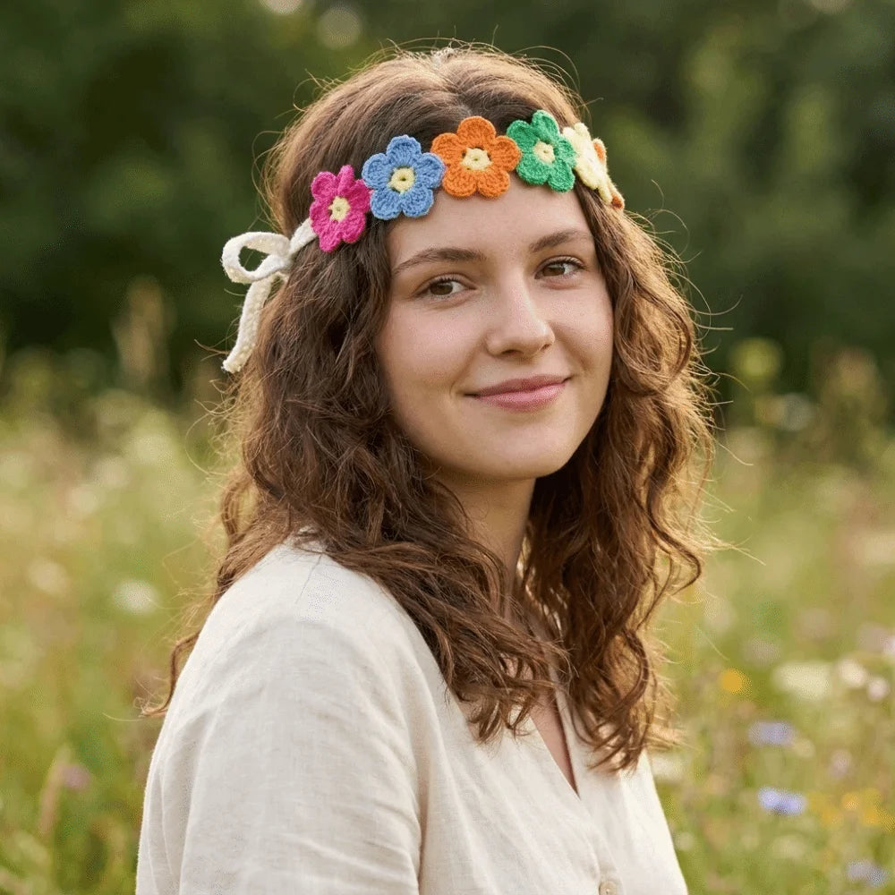 Crochet Knit Headband – Flower Hair Wrap for Women & Girls Knit Headband Axl