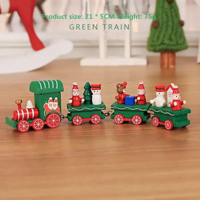 Christmas Wooden Mini Train Ornament Set – 3-Piece Décor Christmas Train Ornament Axl