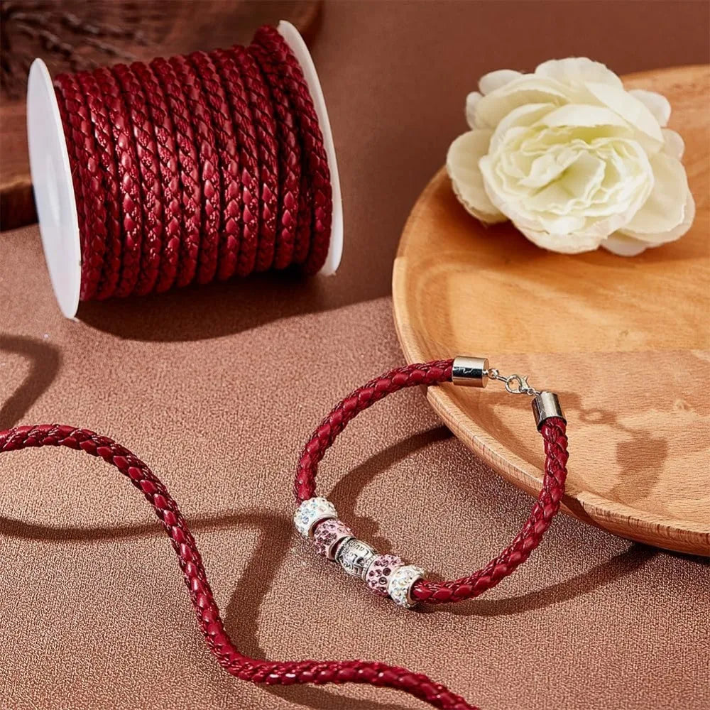 10 Yards Red Braided Leather Cord 5.5mm – DIY Jewelry Rope Leather Craft Cord Axl