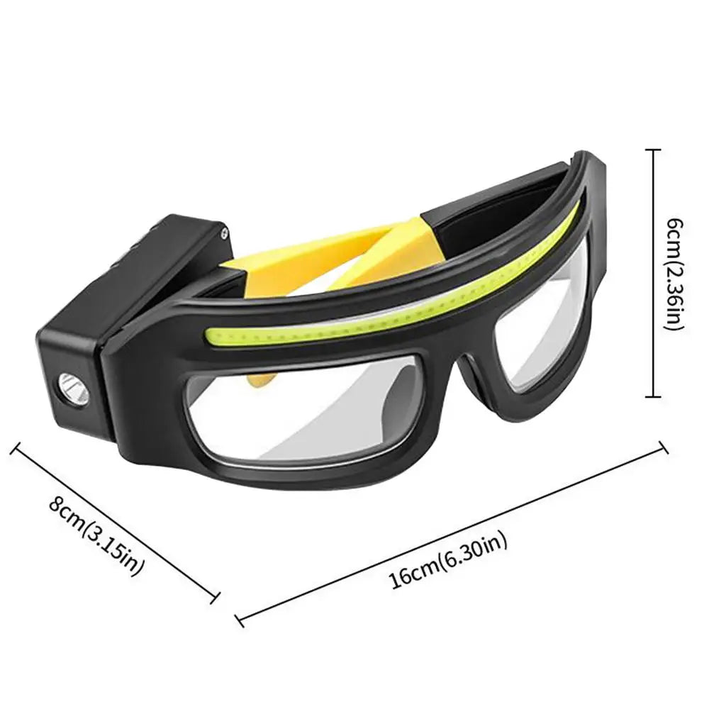 Anti-Fog Safety Glasses with LED Headlamp | Rechargeable LED Safety Glasses Axl Yellow