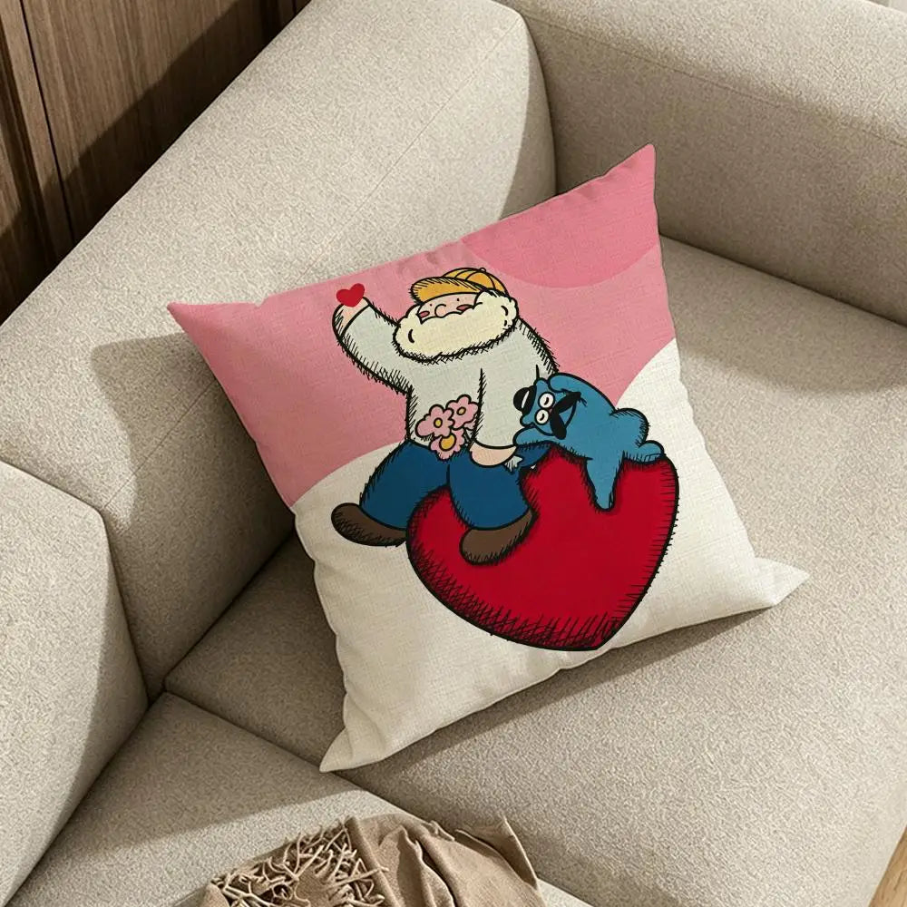 Cartoon Linen Cushion Cover | Sofa, Bed & Chair Décor Decorative Cushion Cover Axl