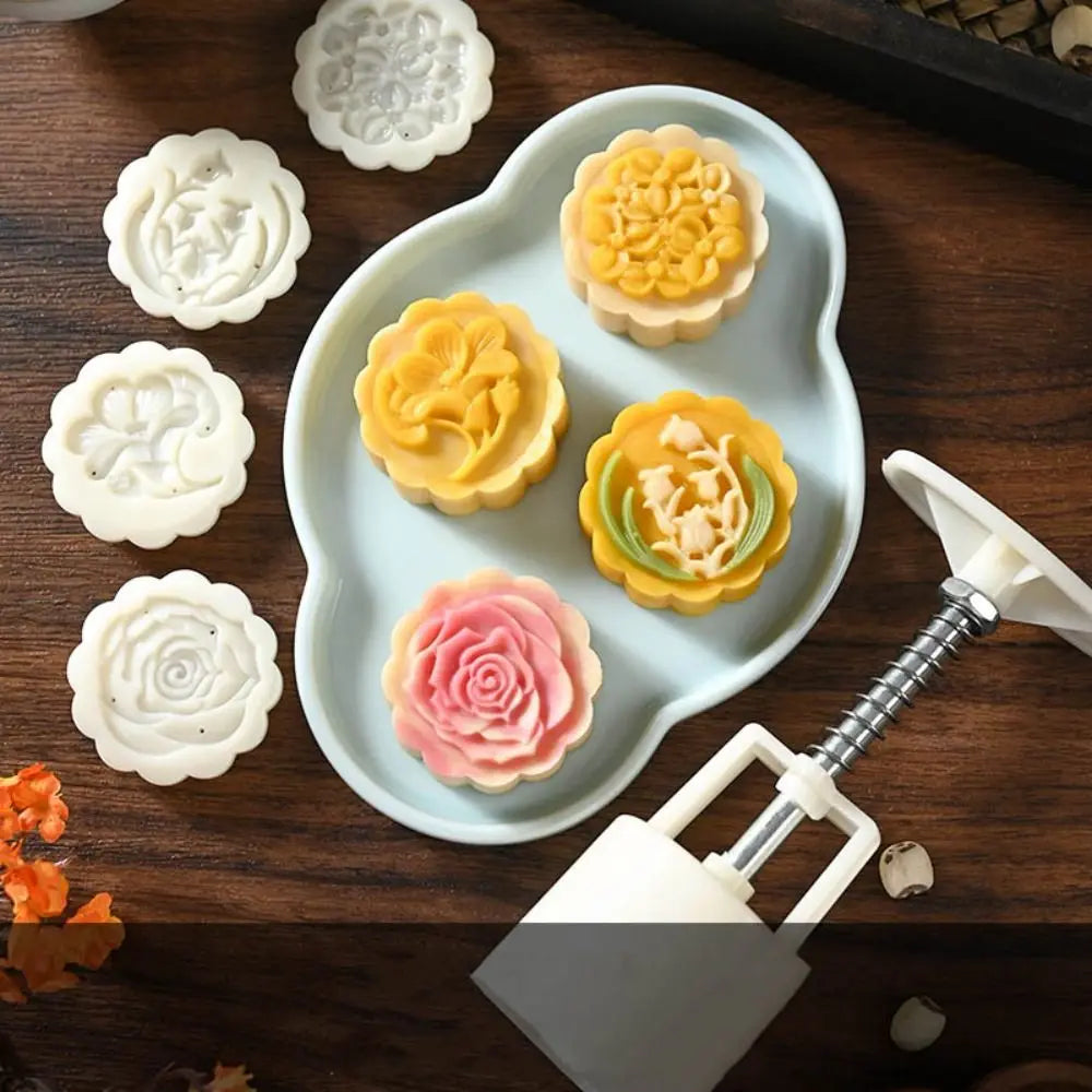 Mooncake Mold – Sakura Flower Stamp & Fondant Cake Tool Baking Mold Axl C 4Pcs