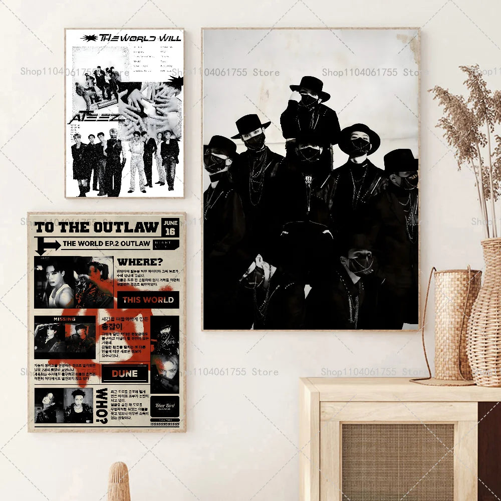 ATEEZ KPOP Wall Poster – Self-Adhesive Waterproof Sticker Wall Art Poster Axl
