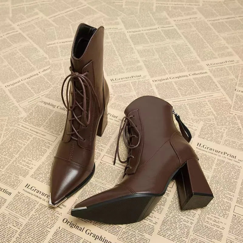 Women's 8cm High Heel Pointed Toe Chelsea Ankle Boots High Heel Ankle Boots Axl