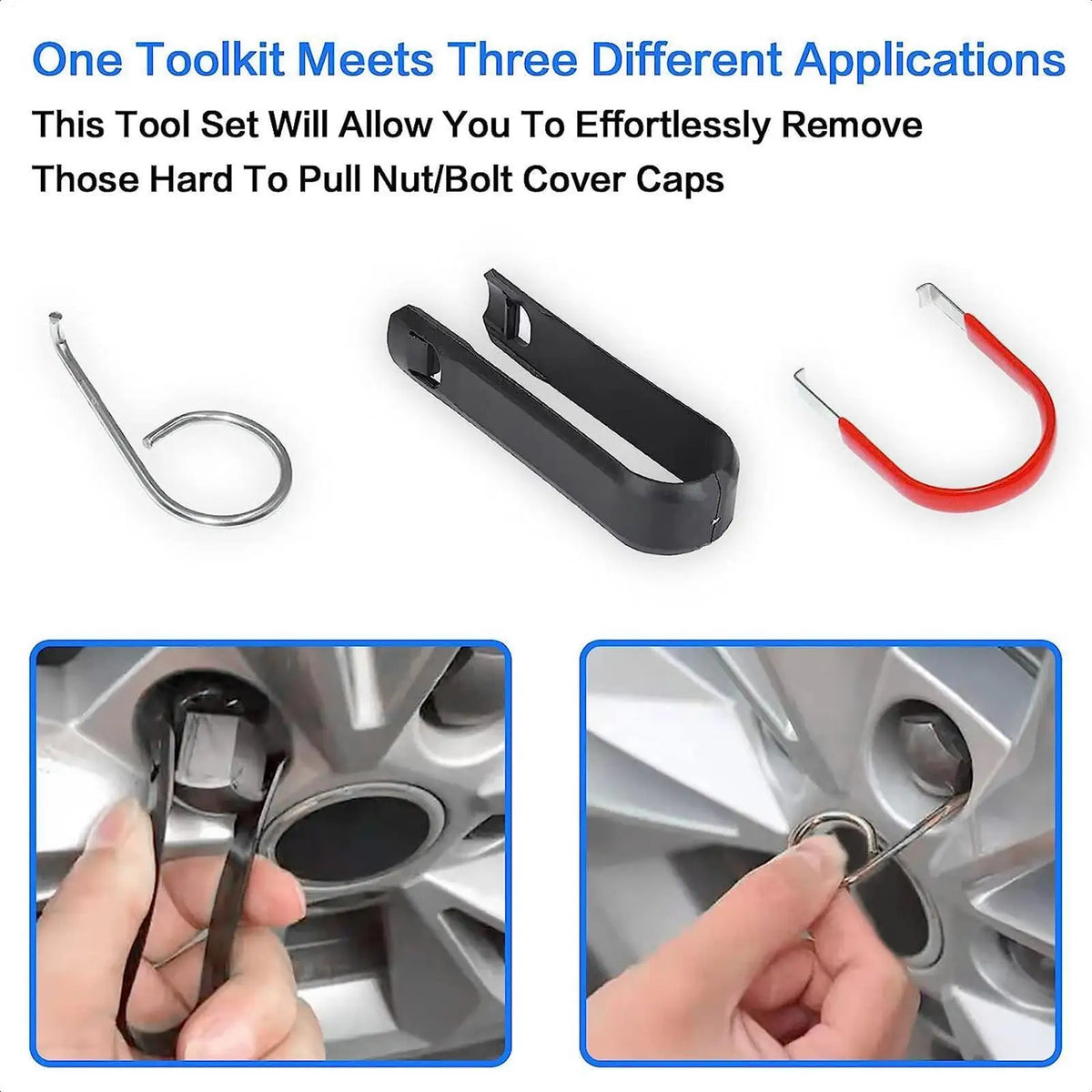 Car Wheel Nut Cover Removal Tool – 3-Piece Hub Puller Set Wheel Cover Remover Axl