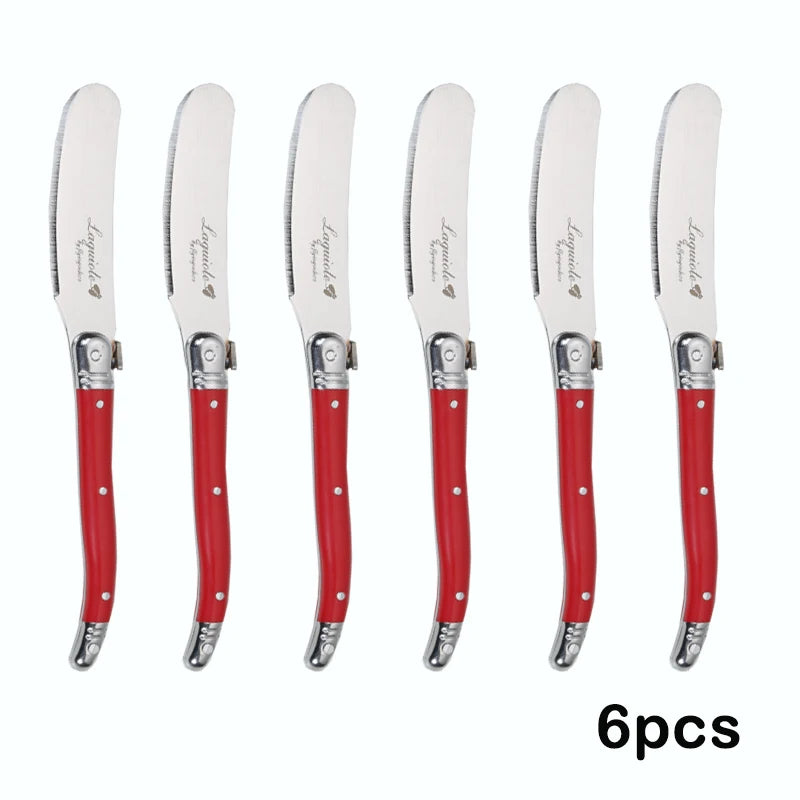 Laguiole-Style Butter & Cheese Spreader Set 4-6 Pcs | Rainbow Cheese Spreader Set Axl 6pcs red