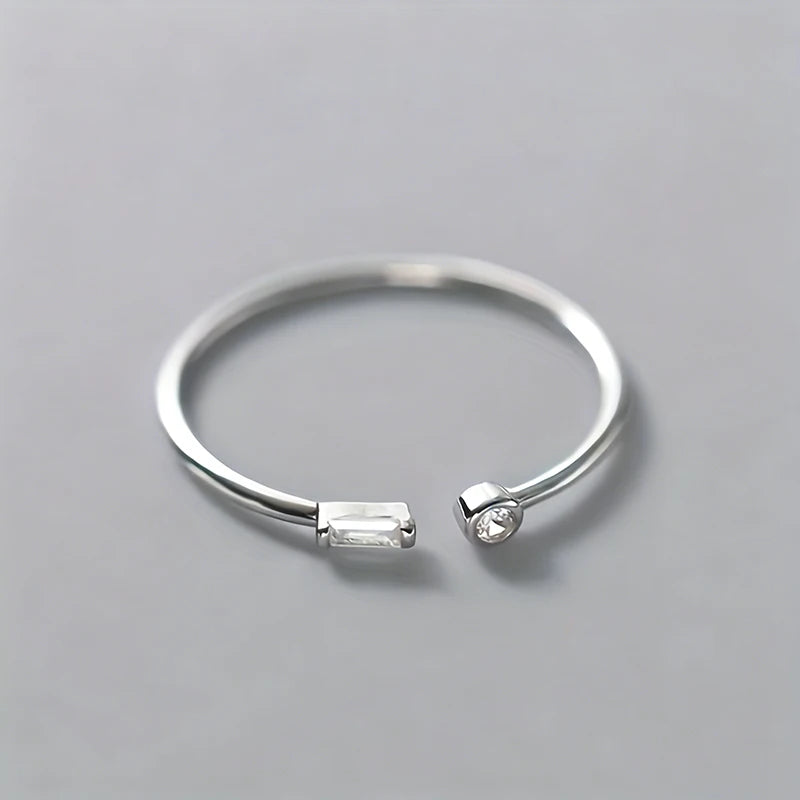 Huitan Baguette CZ Open Ring – Minimalist Thin Statement Ring Fashion Ring Axl A561 resizable