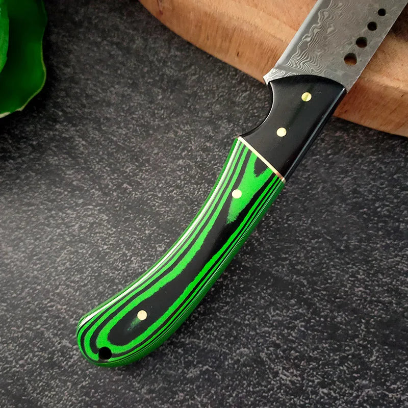 InLeung Damascus Steel Chef Knife – 10" Wood Handle Kitchen Blade Damascus Chef Knife Axl