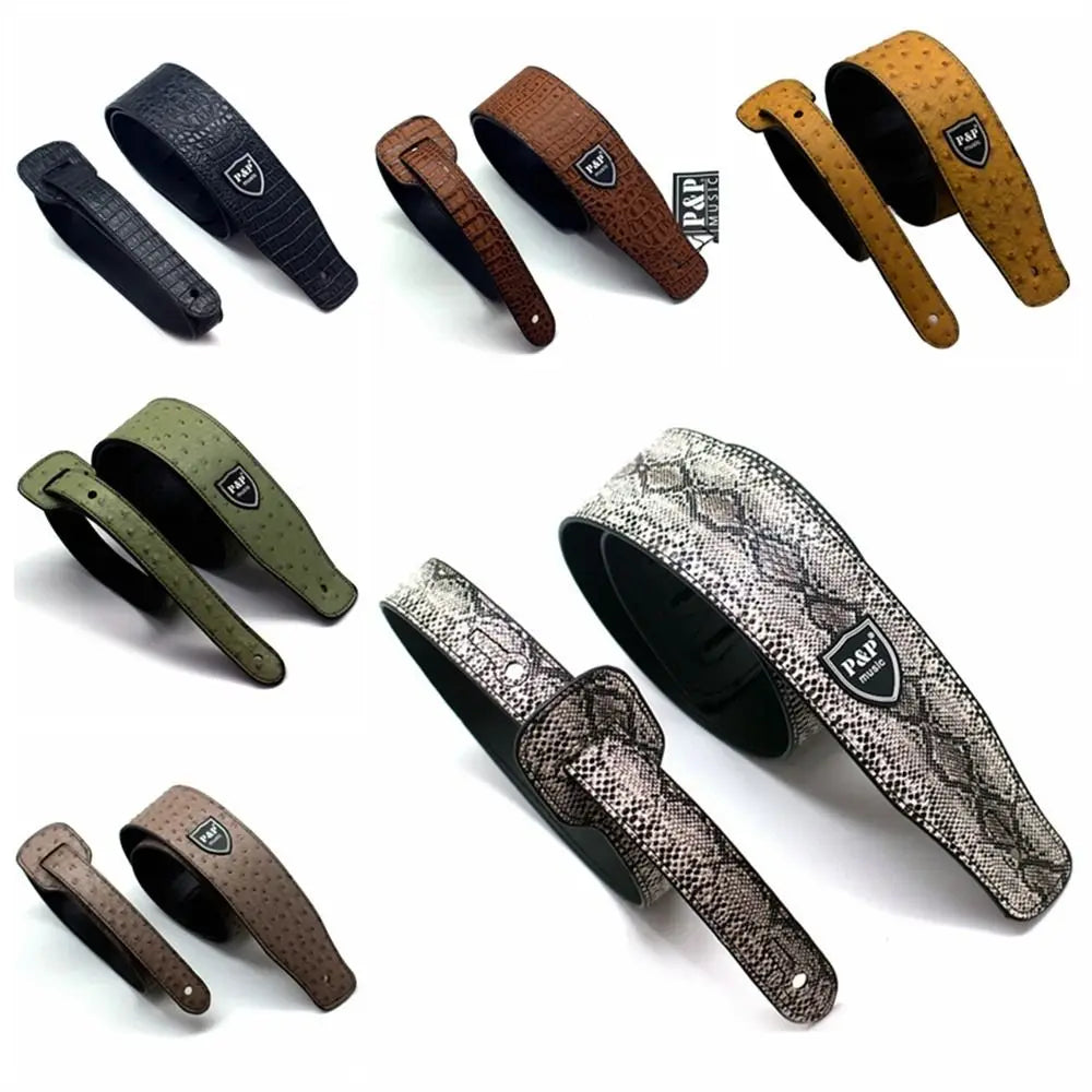 PU Leather Embossed Guitar Strap | Adjustable 130–150cm Guitar Strap Axl