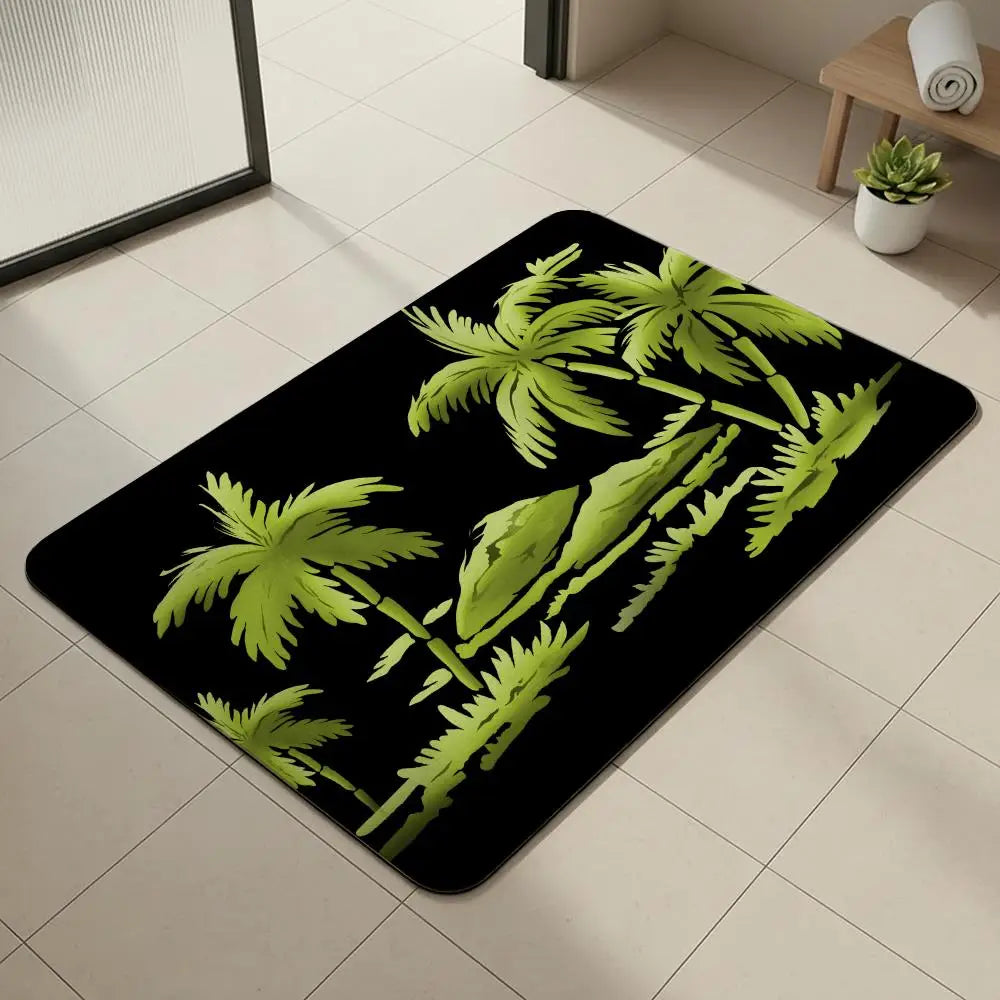 Tropical Palm Diatomite Bath Mat – Quick-Dry & Non-Slip Diatomite Bath Mat Axl White8 40x60cm