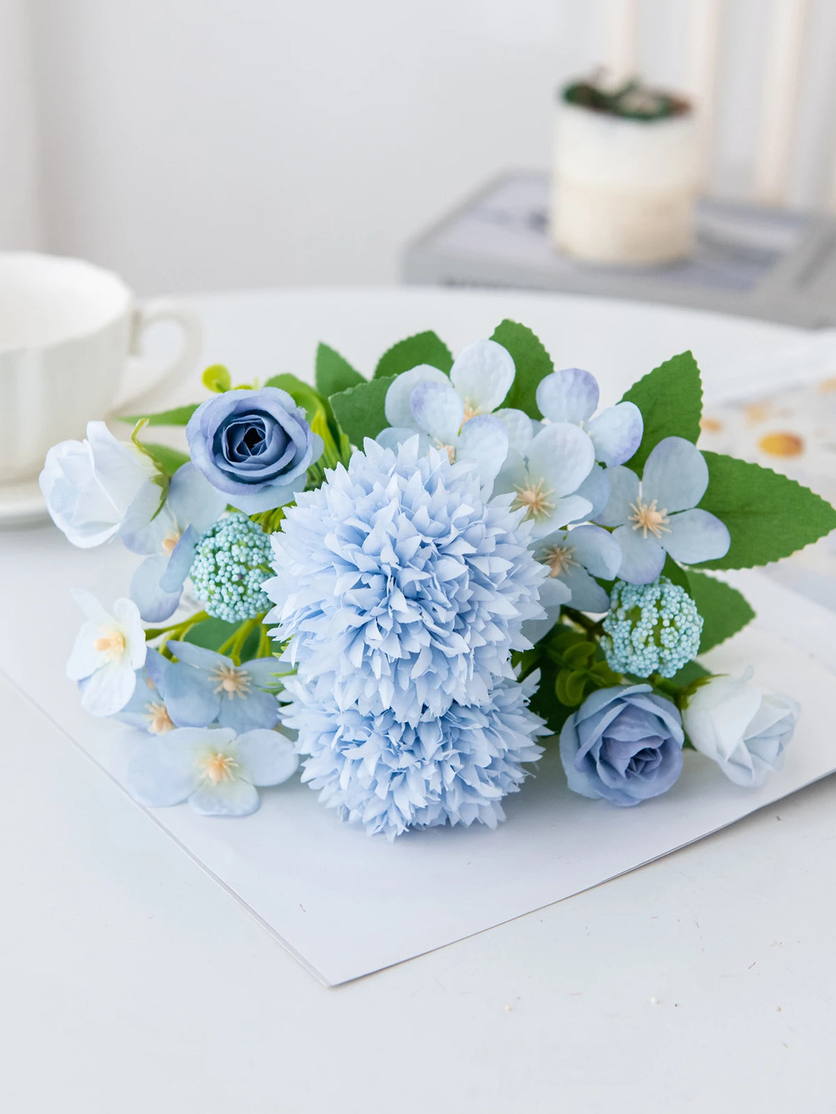 Silk Artificial Rose & Chrysanthemum Bouquet | Wedding Décor Artificial Flower Bouquet Axl color 4 3 pcs