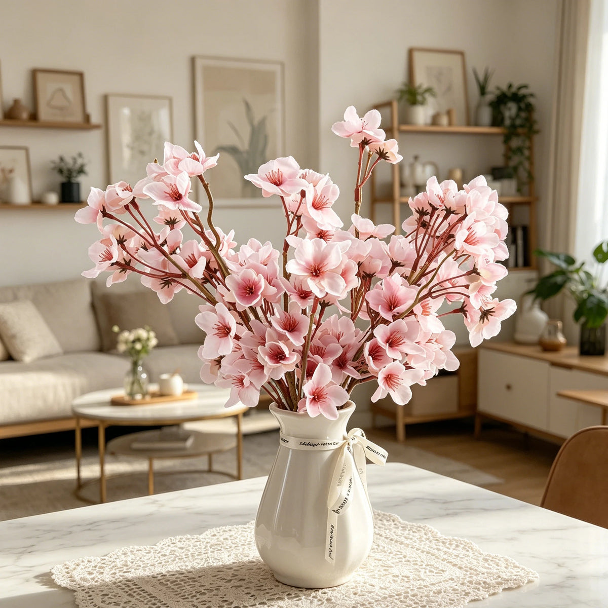 Silk Peach Blossom Artificial Flower Bouquet | Wedding & Décor Artificial Flower Bouquet Axl