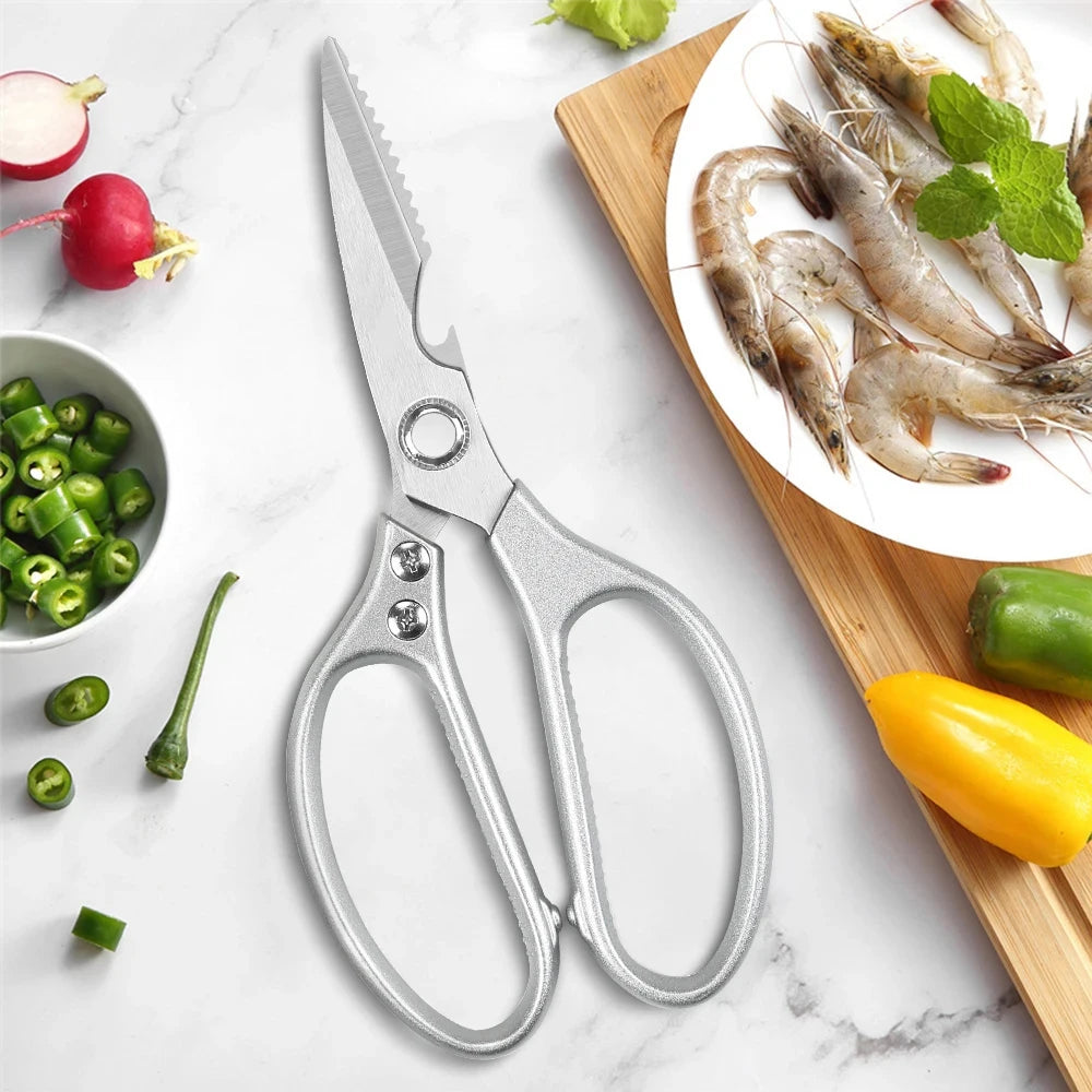 8.5" Multi-Functional Kitchen Scissors – Stainless Steel Shears Kitchen Scissors Axl Silvery 1pc