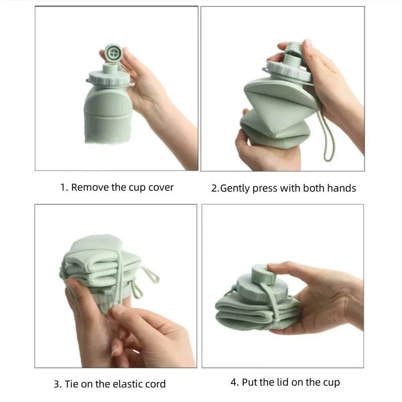 600ml Silicone Folding Water Bottle – BPA-Free & Portable Folding Water Bottle Axl