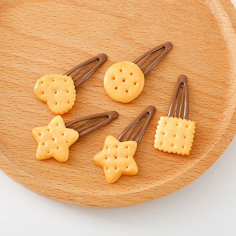 Kawaii Cookie Hair Clips – Cute Biscuit Barrettes 1 or 4 Pcs Hair Clip Barrette Axl