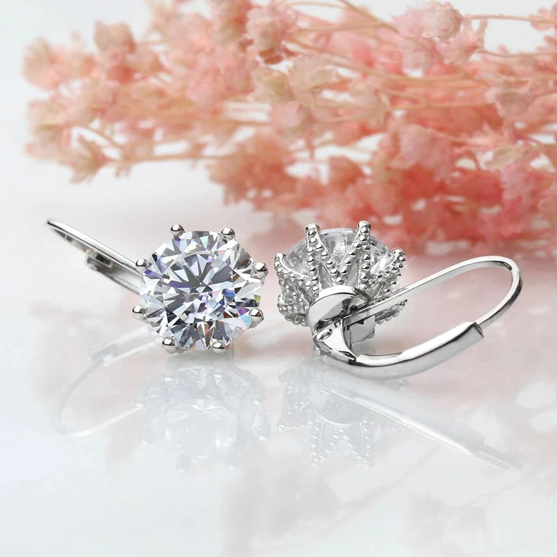 Huitan 6-Claw Cubic Zirconia Drop Earrings | Silver Women's Gift Drop Earrings Axl