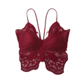 Backless Butterfly Mesh Crop Top Camisole | Women's Vest Mesh Crop Top Axl Wine Red One Size