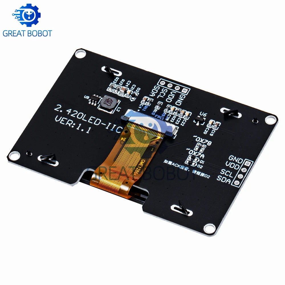 2.42" 128x64 OLED Display Module – I2C & SPI, White/Blue OLED Display Module Axl