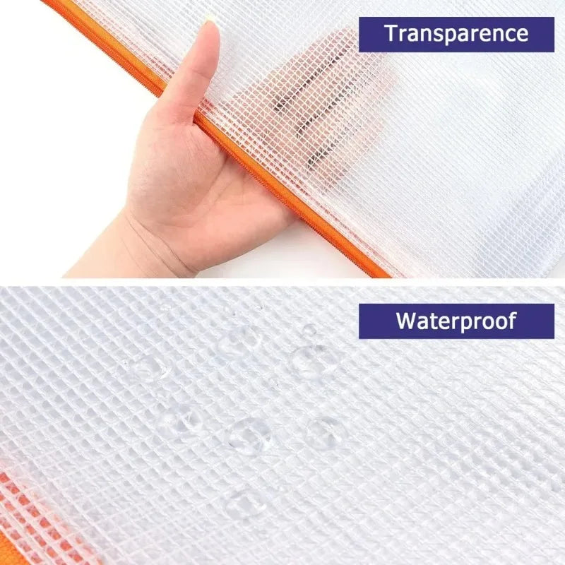 PVC Transparent Mesh Zipper File Bags | 1 or 3 Pack Storage Zipper File Bag Axl