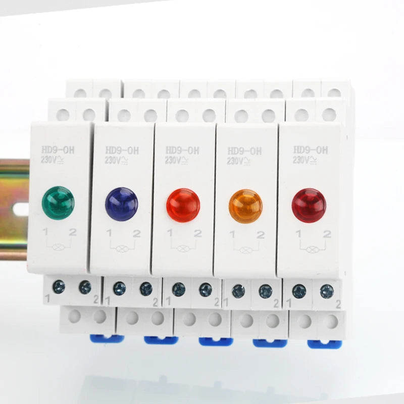 HD9 DIN Rail LED Signal Indicator Light 9mm 18mm 220V – 4 Colors LED Indicator Light Axl