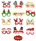 Christmas Glitter Party Glasses – 12 Festive Costume Frames Holiday Costume Glasses Axl 12PCS