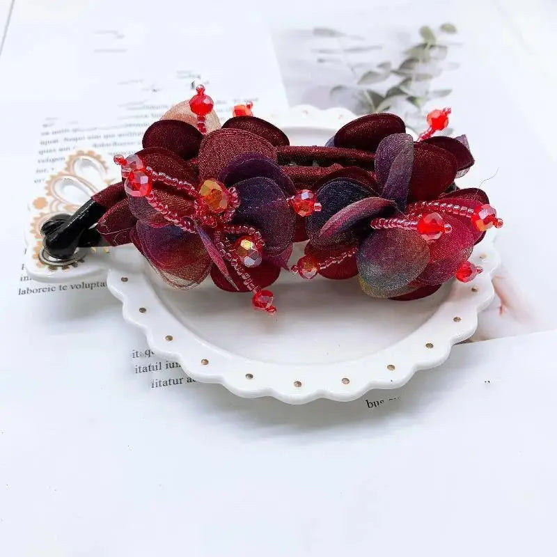 Non-Slip Floral Banana Hair Clip – Vintage Rose Barrette Hair Clip Barrette Axl A7
