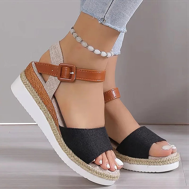 HAJINK Women's Wedge Platform Sandals – Lightweight Summer Wedge Platform Sandals Axl black 36