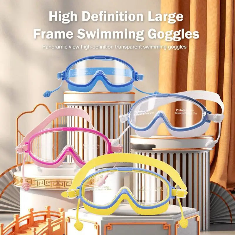 Kids Big Frame HD Anti-Fog Swim Goggles – Boys & Girls Kids Swim Goggles Axl