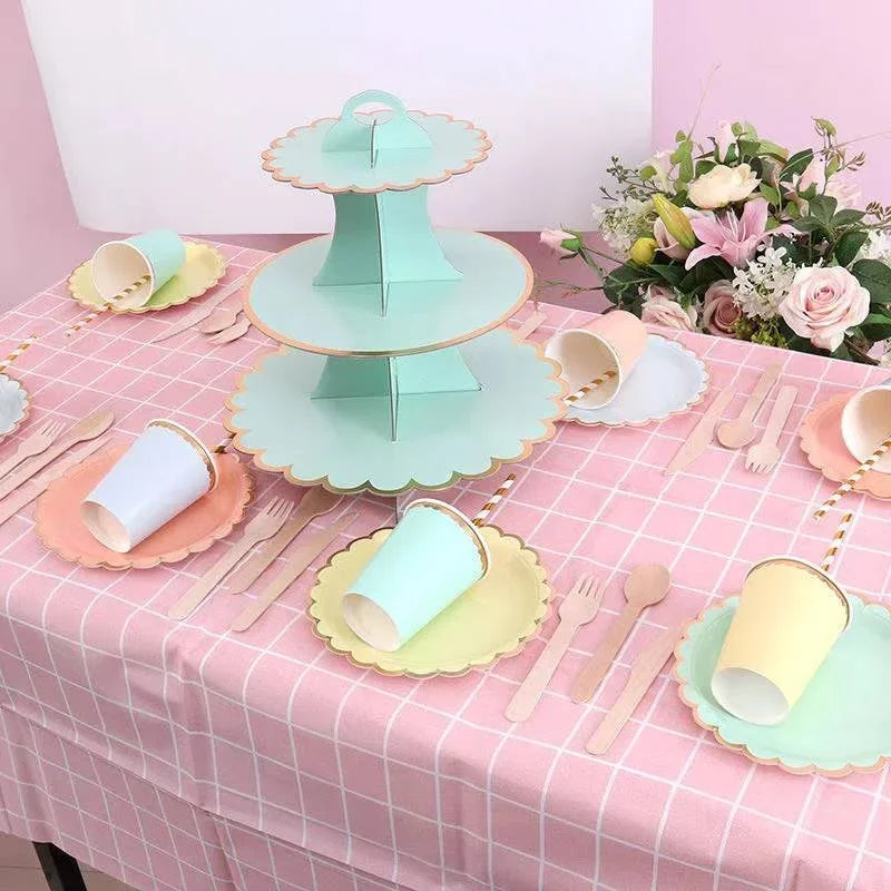 3-Layer Disposable Paper Cupcake & Dessert Stand for Parties Cupcake Dessert Stand Axl