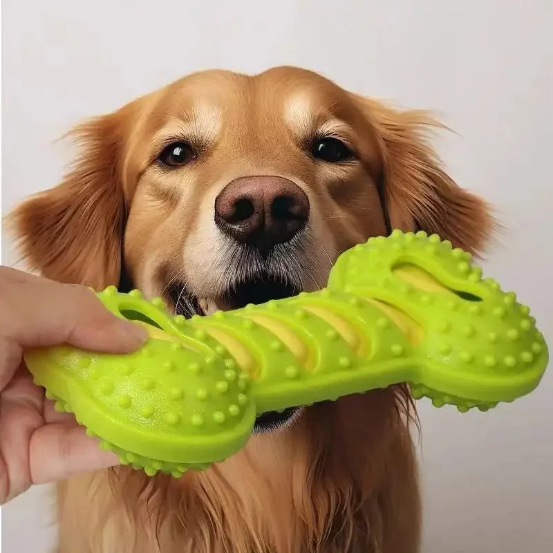 Squeaky Rubber Bone Dog Chew Toy – Bite-Resistant Puppy Toy Dog Chew Toy Axl Green-1pcs