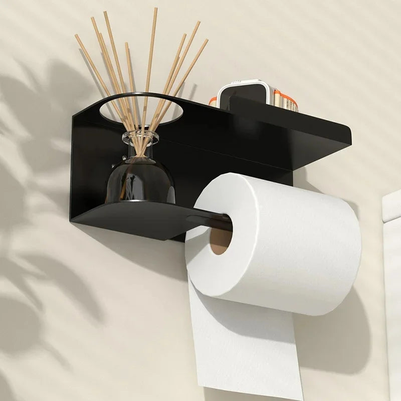 Self-Adhesive Wall-Mounted Toilet Paper Holder & Shelf Toilet Paper Holder Axl