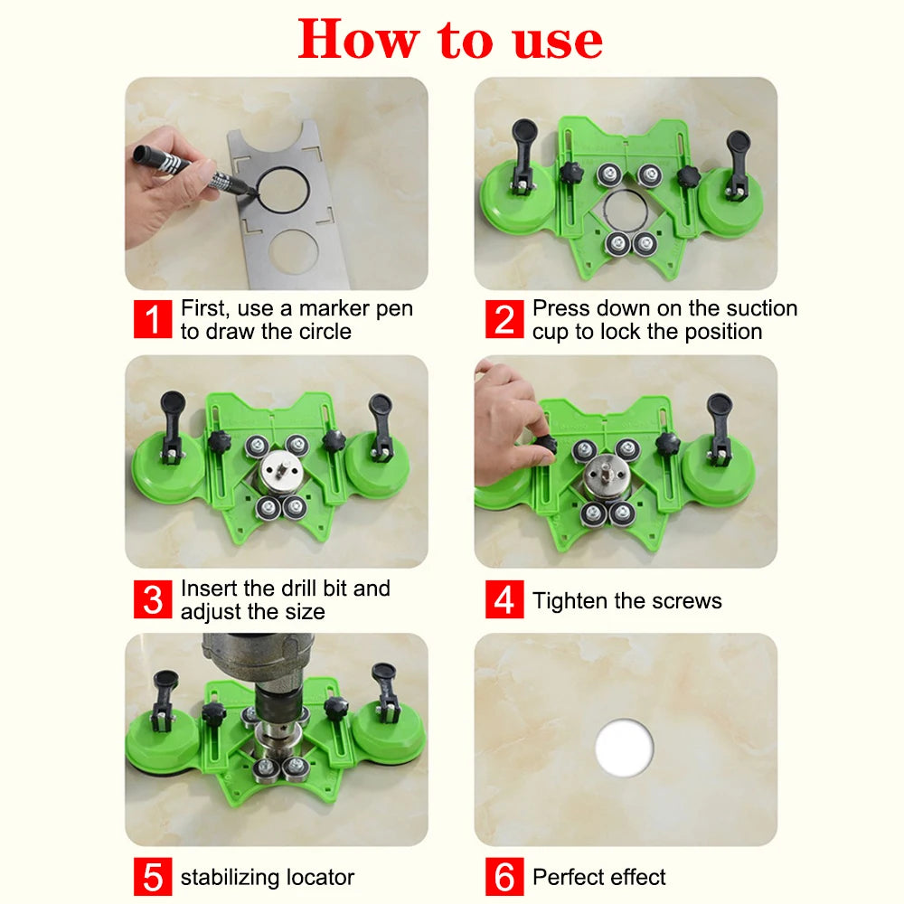Glass Tile Drill Guide Locator 4-83mm | Suction Cup Hole Centering Drill Guide Locator Axl
