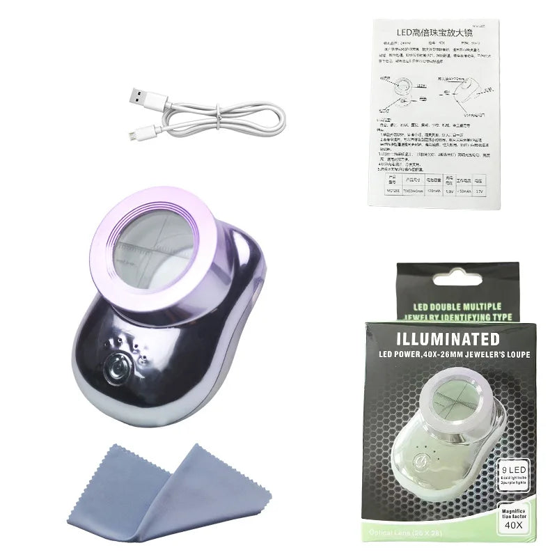 LED Scale Magnifying Glass – Handheld Loupe for Antiques LED Magnifying Loupe Axl