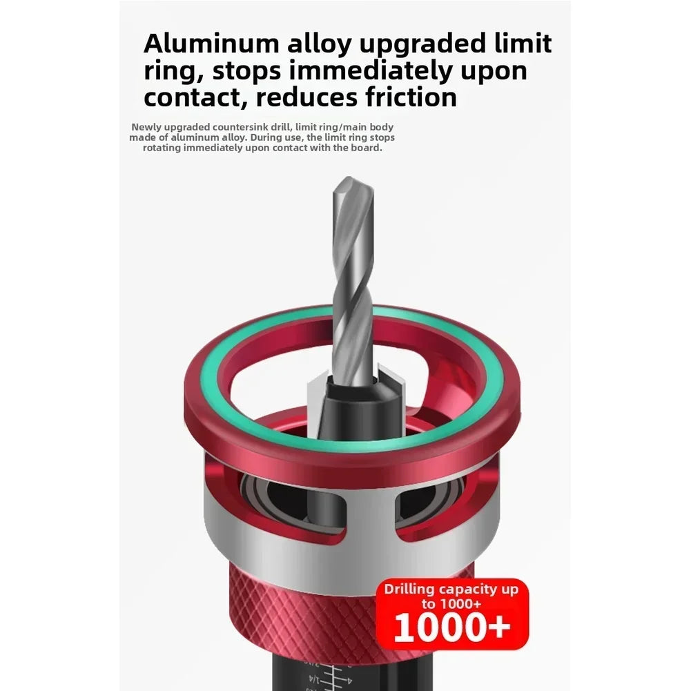 4 Flute Countersink Drill Bit – Adjustable Depth 1/4" Hex Shank Countersink Drill Bit Axl