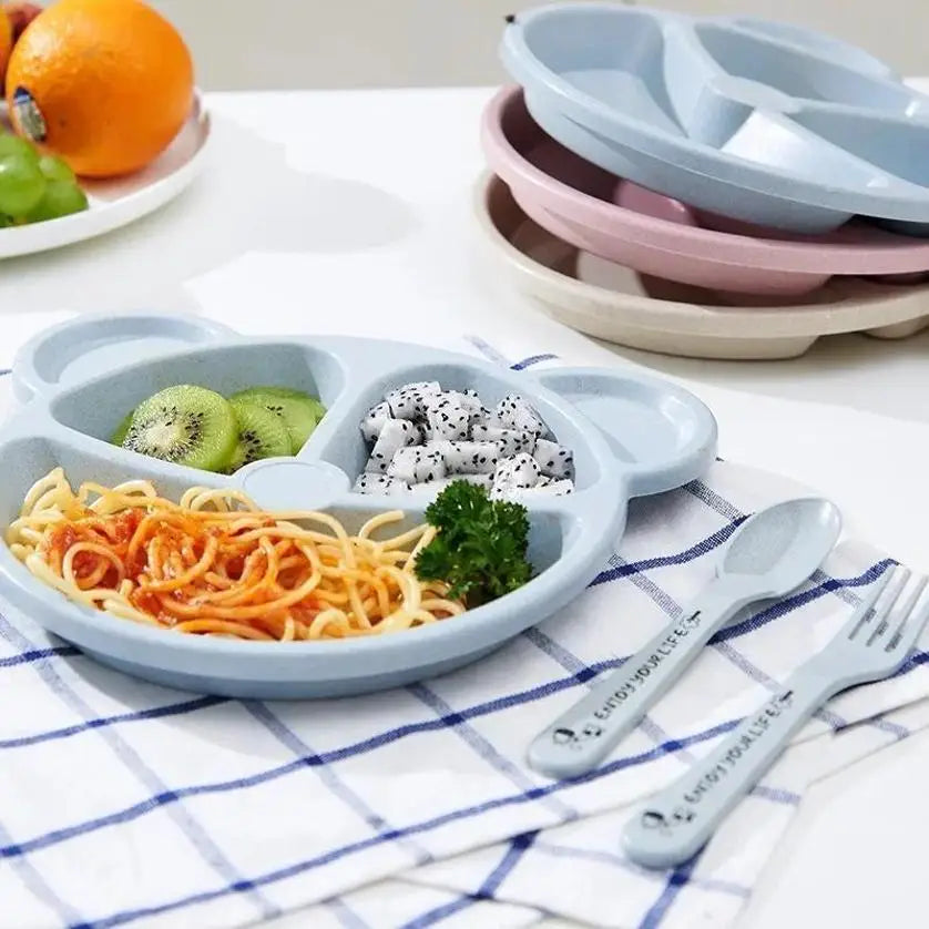 Baby Cartoon Bear Dinnerware Set – Bowl, Spoon & Fork Baby Dinnerware Set Axl