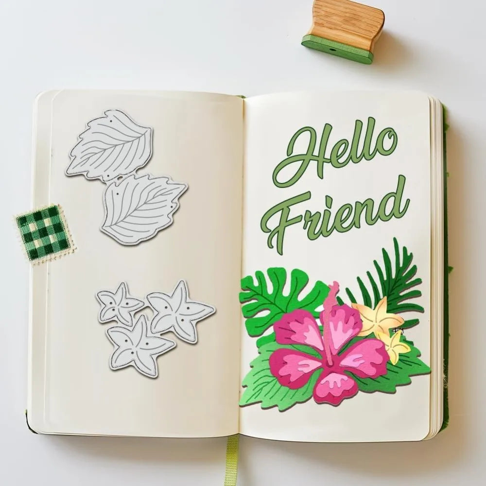 Hibiscus Cutting Dies – Flower & Jungle Leaf Stencils for Crafts Cutting Dies Stencils Axl