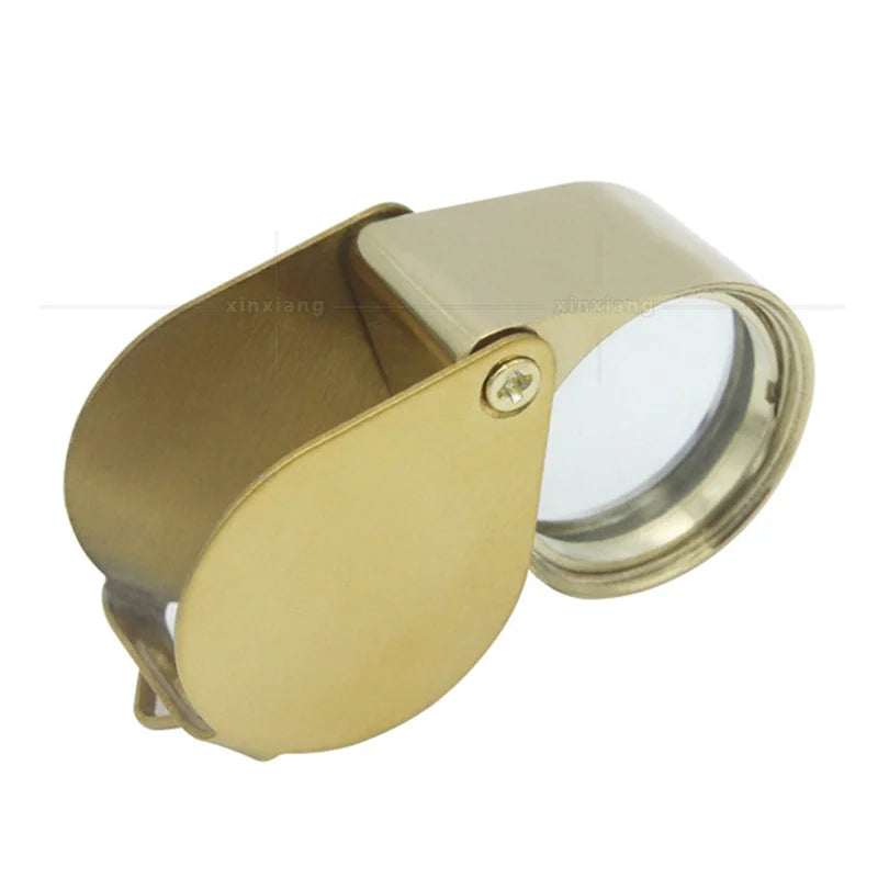 30X Folding Pocket Jeweler Loupe – Gold Magnifying Glass Jeweler's Loupe Axl