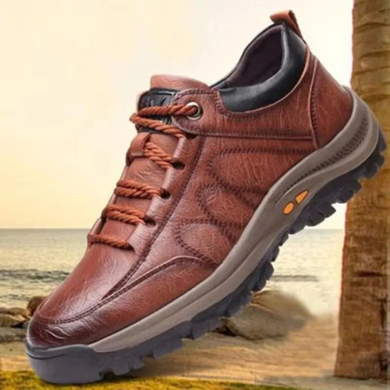 Men's Lightweight Anti-Slip Outdoor Sneakers | Lace-Up Casual Men's Casual Sneakers Axl Brown 48