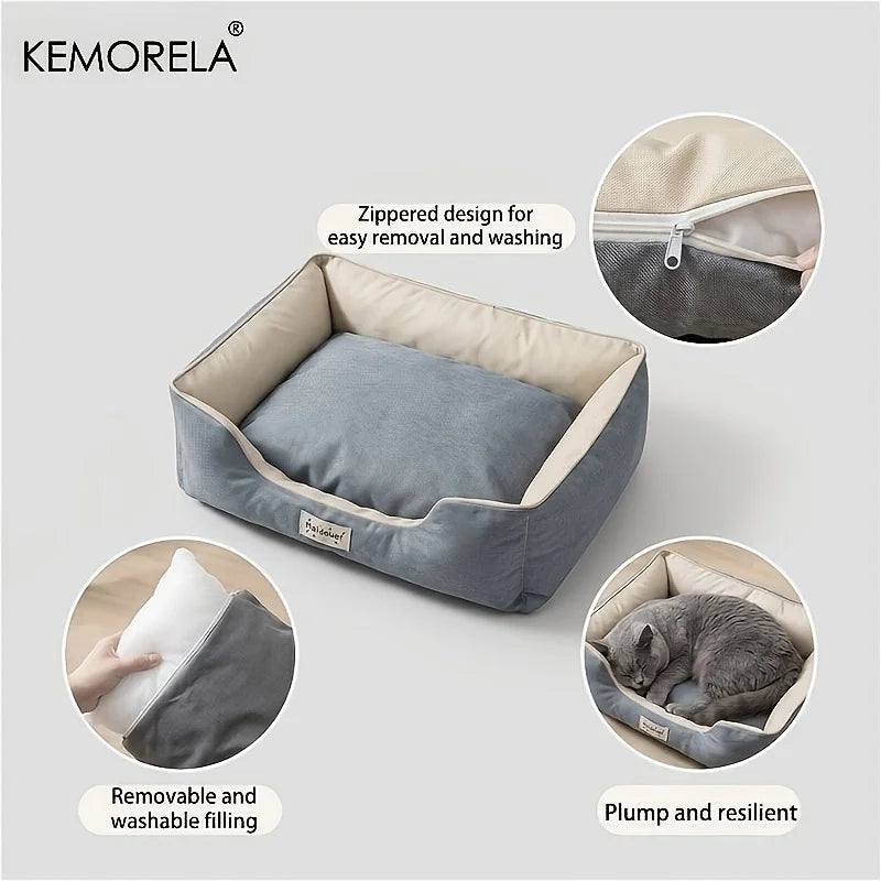 KEMORELA Four Season Cat & Dog Bed – Washable Anti-Slip Sofa Pet Sofa Bed Axl