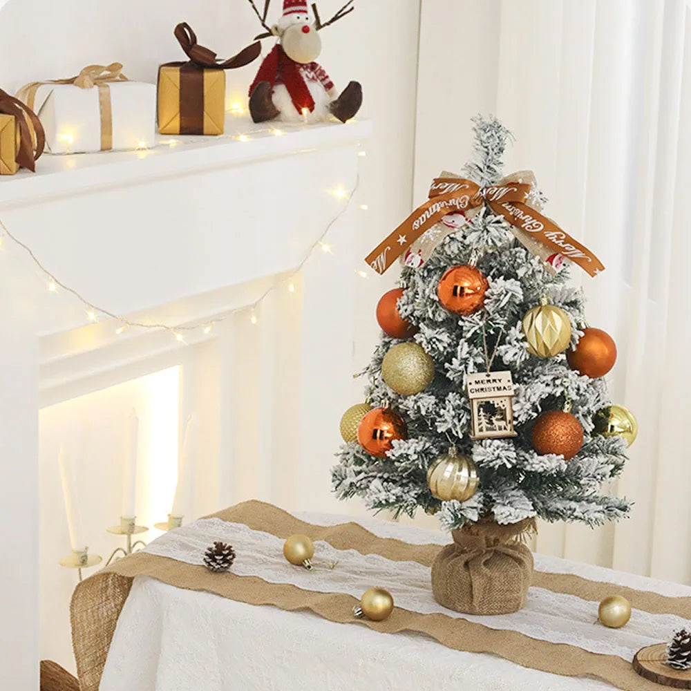 45cm Flocked Mini Christmas Tree – Artificial Tabletop Snowy Pine Artificial Christmas Tree Axl
